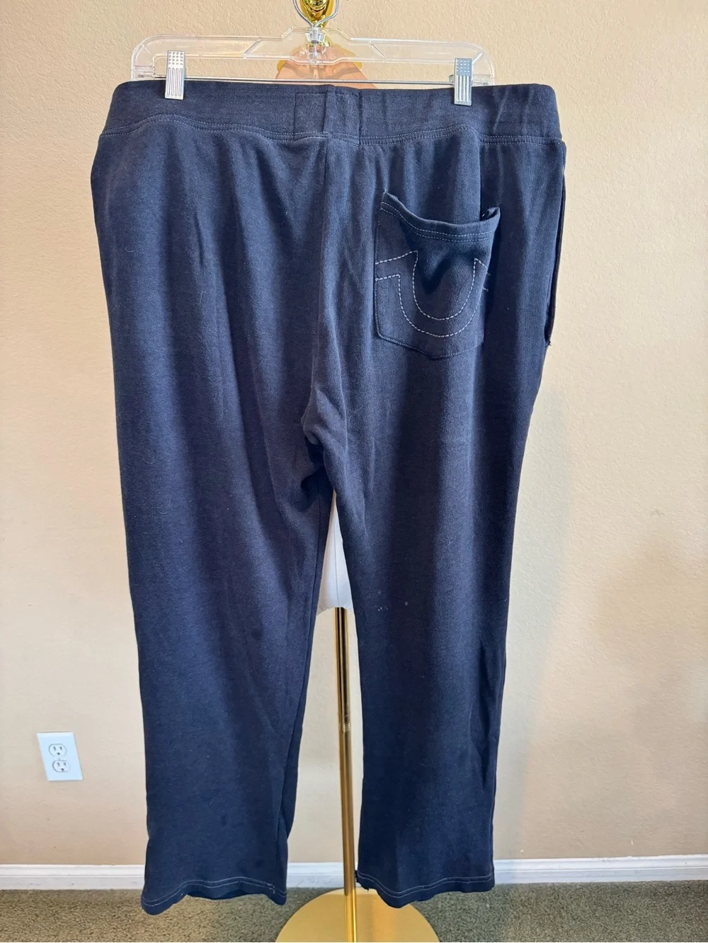True Religion Varsity Buddha Pant Sweatpants Men XL Straight Leg Block Lettering